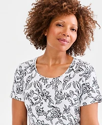 Style & Co Petite Printed Scoop Neck Top, Macy's Exclusive
