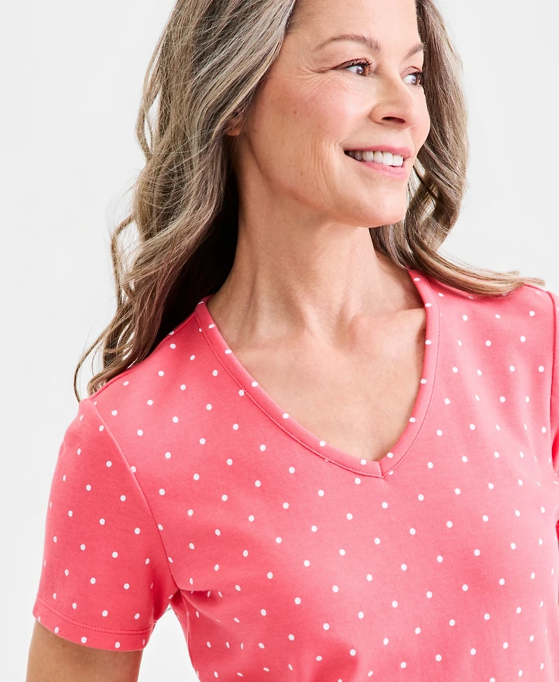 Style & Co Women's Printed Short-Sleeve V-Neck Top, Macy's Exclusive