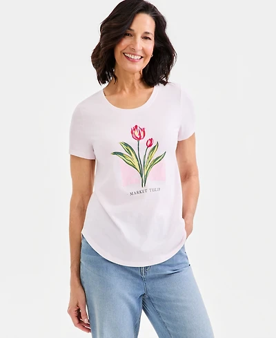 Style & Co Women's Graphic Short-Sleeve Crewneck T-Shirt, Macy's Exclusive