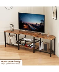 gaomon TV Stand with Power Outlet for Tvs Corner Entertainment Center, Media Console Table 3-Tier Open Storage Shelves