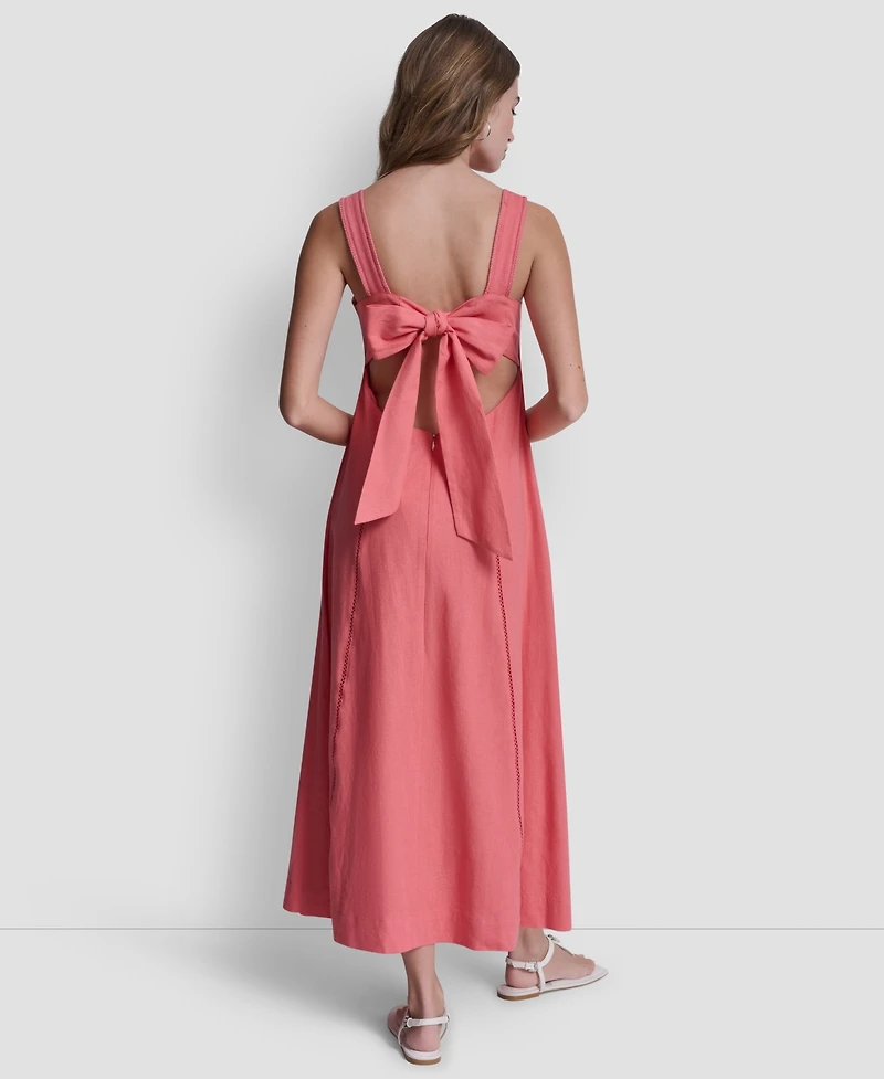 Dkny Jeans Women's Seamed Linen-Blend Tank Square Neck Dress