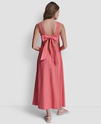 Dkny Jeans Women's Seamed Linen-Blend Tank Square Neck Dress