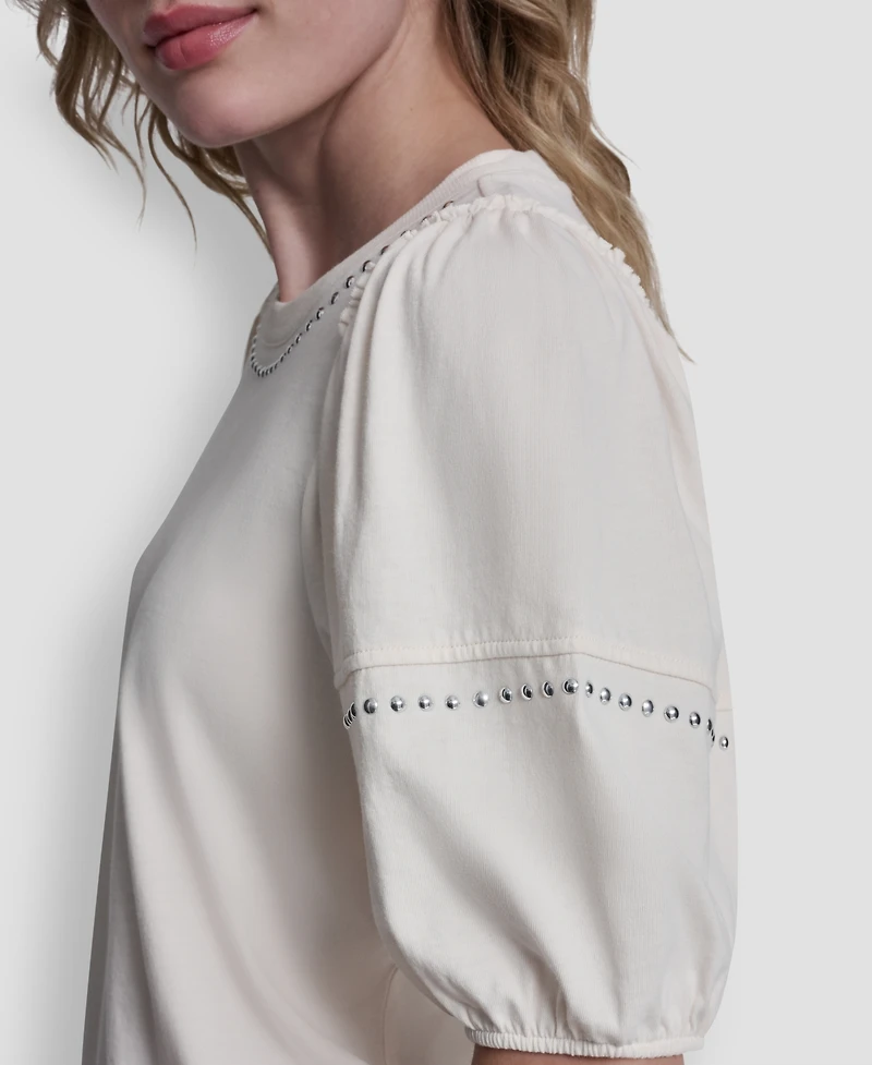 Dkny Jeans Women's Dome Studs Mini Sleeve T-Shirt