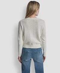 Dkny Jeans Women's Crewneck Front-Enamel Button Cardigan