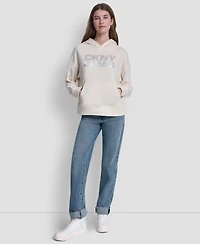 Dkny Jeans Women's Stacked Rhinestone Foil Logo Hoodie
