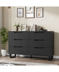 gaomon 6 Dresser for Bedroom, 47.2 in Wide Dresser, Freestanding Vertical Drawer Cabinet with Storage, Wooden Closet Storage Chest for Living Room