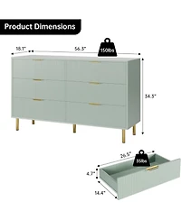 gaomon 6 Drawer Dresser for Bedroom, Large Chest of Drawers, Modern Wood Storage Dresser Organizer with Gold Metal Handles & Anti-Tipping Device