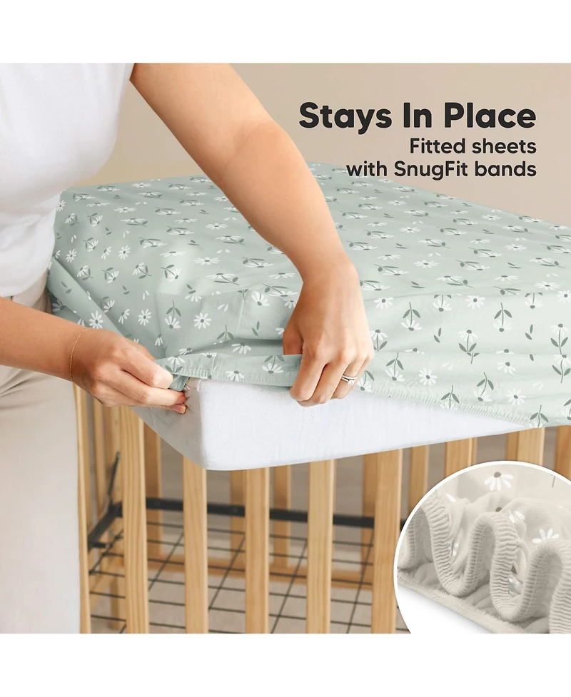 KeaBabies 2pk Soothe Waterproof Fitted Crib Sheets for Girl, Boy, 100% Soft Cotton Crib Mattress Protector Sheet