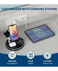gaomon Tall 4-Drawer Dresser with Rgb Lights & Charging Station, App Controlled Music Sync Led Dresser, Large Capacity Wooden Chest of Drawers