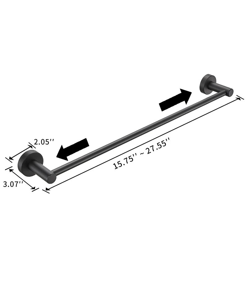 Rainsken Adjustable Bathroom Accessories Set, 3-Piece Towel Bar Set, Thicken Space Aluminum Bathroom Hardware Set