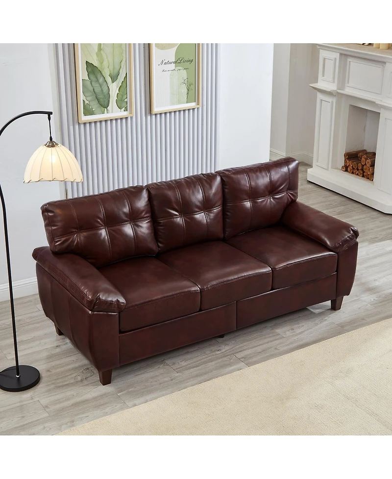Streamdale Furniture 79" Three Seater Sofa, Modern Faux Leather Couch with Storage