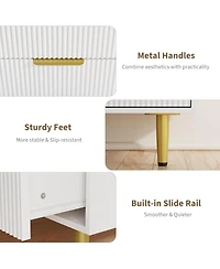 gaomon 3-Drawer Bedroom Dresser, 27.9'' Wood Chest with Fluted Design & Handles, Large-Capacity Organizer, Easy Assembly