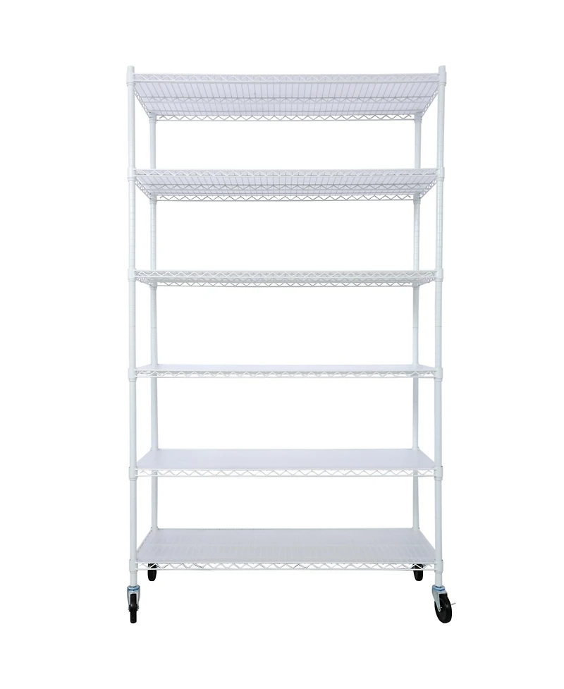 Rainsken 6-Tier Metal Wire Shelving Unit, Heavy Duty Adjustable Storage Rack with Wheels, Shelf Liners, 6000lbs Capacity for Commercial Grade