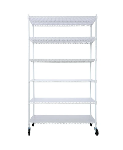 Rainsken 6-Tier Metal Wire Shelving Unit, Heavy Duty Adjustable Storage Rack with Wheels, Shelf Liners, 6000lbs Capacity for Commercial Grade