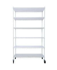 Rainsken 6-Tier Metal Wire Shelving Unit, Heavy Duty Adjustable Storage Rack with Wheels, Shelf Liners, 6000lbs Capacity for Commercial Grade