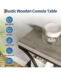 Gaomon 39 Narrow Console Tables for Entryway, Industrial 3-Tier Sofa Table with Round Metal Base and Storage Shelves Living Room, Hallway, Foyer