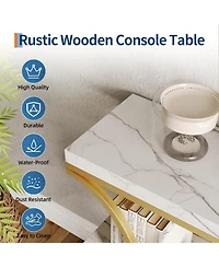 Gaomon 39 Narrow Console Tables for Entryway, Industrial 3-Tier Sofa Table with Round Metal Base and Storage Shelves Living Room, Hallway, Foyer