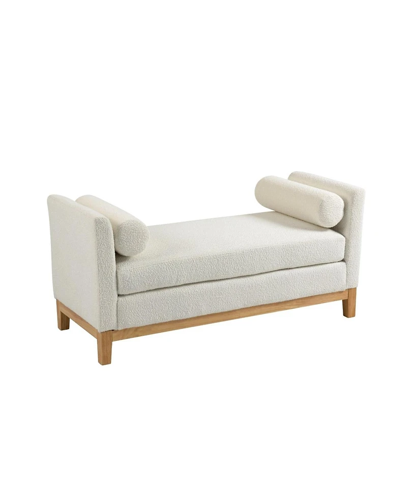Streamdale Furniture Elegant Upholstered Bench with Wood Legs & 2 Bolster Pillows