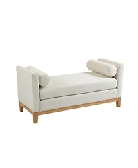 Streamdale Furniture Elegant Upholstered Bench with Wood Legs & 2 Bolster Pillows
