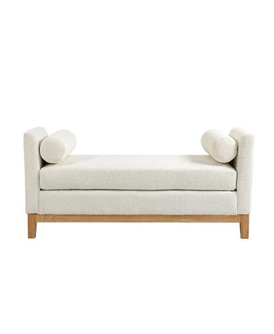 Streamdale Furniture Elegant Upholstered Bench with Wood Legs & 2 Bolster Pillows