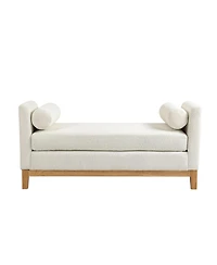 Streamdale Furniture Elegant Upholstered Bench with Wood Legs & 2 Bolster Pillows