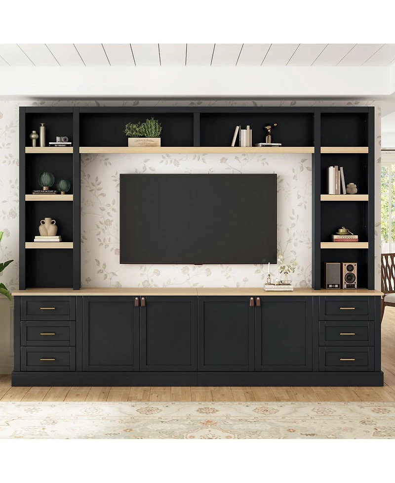 Streamdale Furniture Farmhouse 4-Piece Entertainment Center Wall Unit