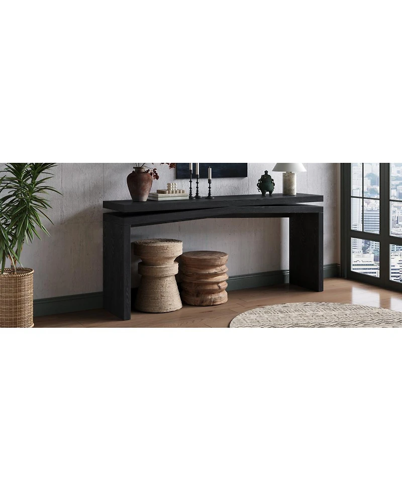 Streamdale Furniture 65-Inch Rustic Solid Wood Veneer Console Table - Farmhouse Entryway Sofa Table