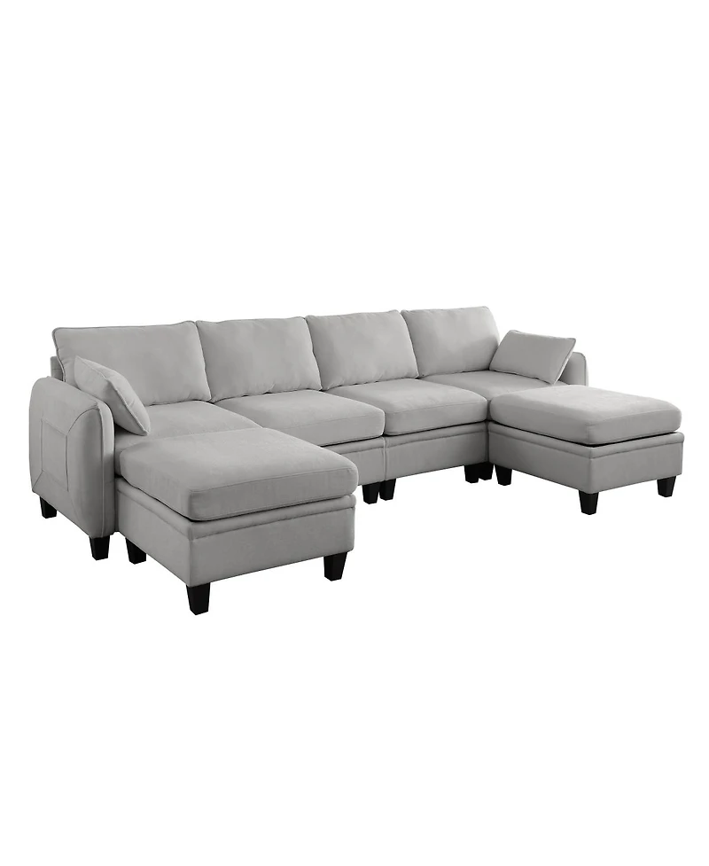 Streamdale Furniture 109" Contemporary L-Shaped Chenille Sectional Sofa with Storage Ottoman