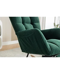 Streamdale Furniture Teddy Fabric Leisure Rocking Chair with Adjustable Footstool