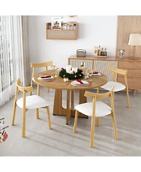 Streamdale Furniture Streamdale Farmhouse Round Dining Set: Oak Table & 4 Chairs with Pu Cushions