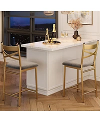 gaomon Bar Stools Set of 2 Kitchen Barstools with Footrest and Back Pu Leather Counter Height Bar Stools with Footrest Bar Charis