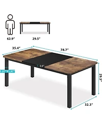 gaomon 78.7 Inch Long Rectangle Dining Table for 6-8 People Industrial Wood Dinner Table