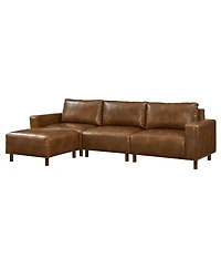 Streamdale Furniture Modern Luxury Pu Leather Sectional Sofa Couch with Convertible Ottoman, Brown