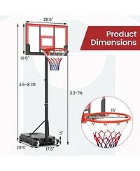 Slickblue 3.3-7 Feet Portable Adjustable Outdoor Kids Basketball Hoop Goal