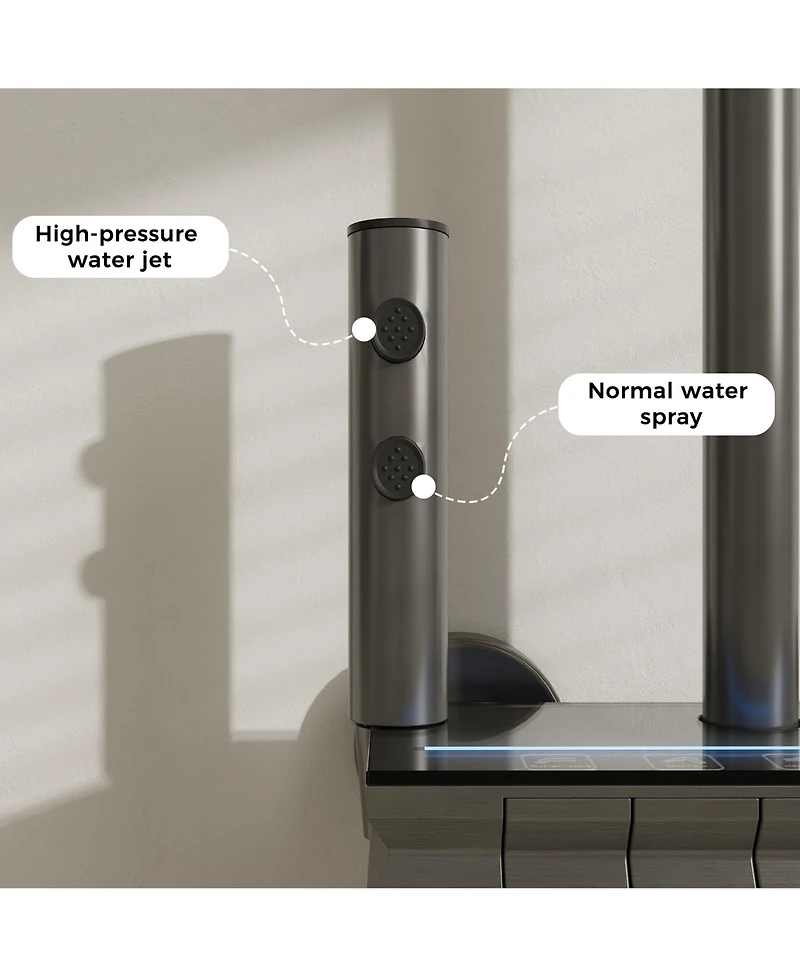 Lalahoo 3-Spray Shower Faucet 2.5 Gpm with Button Control, Led Display, and 3-Mode Hand Shower