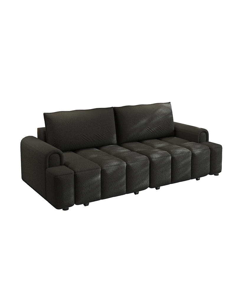 Streamdale Furniture Comfy 90.2" 4-Seater Teddy Fabric Couch with Storage, King Size Sleeper Sofa