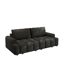 Streamdale Furniture Comfy 90.2" 4-Seater Teddy Fabric Couch with Storage, King Size Sleeper Sofa