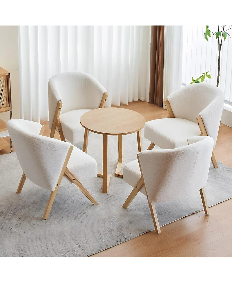 Streamdale Furniture 24" Round Mid Century Modern Solid Wood End Table with V-Shaped Legs