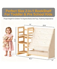 Yigii Wood Bookshelf for Kids