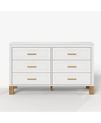Streamdale Furniture 6 Drawer Wooden Double Dresser with Modern Metal Handles