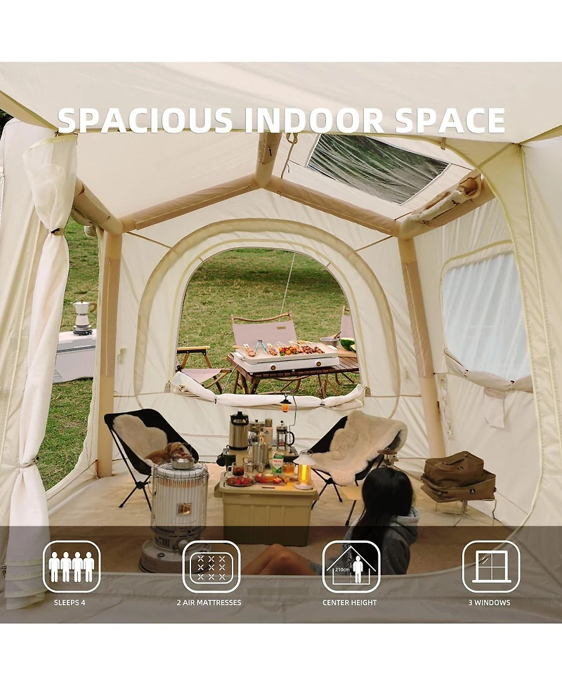 Streamdale Furniture Inflatable Camping Tent - Easy Setup, 4-Season, Waterproof, 4-8 Person