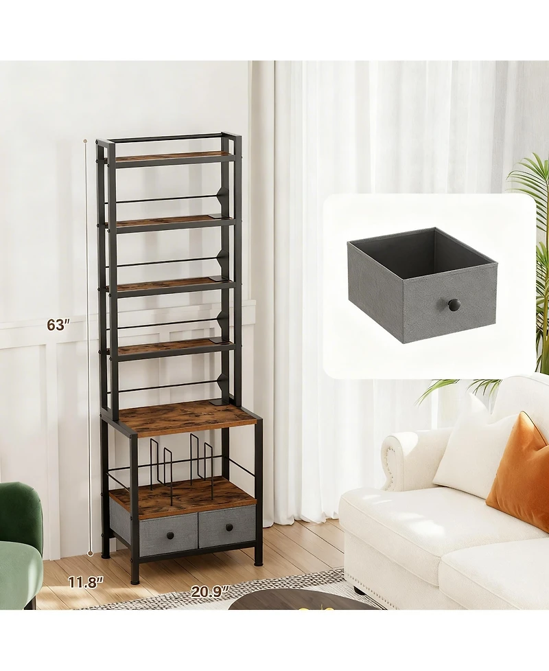 Yigii 6-Tier Cd Dvd Vinyl Storage Tower with Drawers for Living Room
