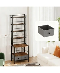 Yigii 6-Tier Cd Dvd Vinyl Storage Tower with Drawers for Living Room