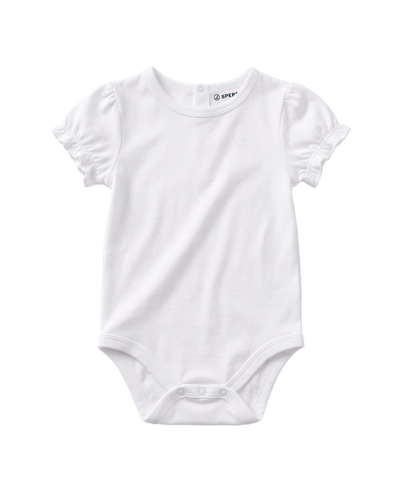 Sperry Baby Girls' Denim Jumper Dress & Bodysuit with Hairclip and Band, 2-Piece Set