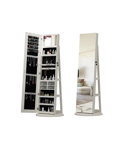 Streamdale Furniture 360° Swivel Jewelry Cabinet with Full Length Mirror