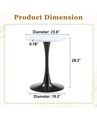 Streamdale Furniture Round Dining Table, 23.6" Tulip Bistro Table with Metal Pedestal