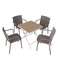 Streamdale Furniture 4pcs Warm Stackable Armchair with Folding Table