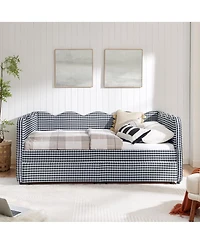 Streamdale Furniture Streamdale Cozy Gingham Daybed with Storage Drawers