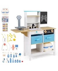 Slickblue Wooden Doctor Office Playset Medical Center Toy with Blackboard