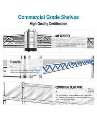 Rainsken 3 Tier Wire Shelving Unit, Heavy Duty Metal Rack, Adjustable Shelves Organizer Rack with Shelf Liners, 1050 Lbs Capacity for Garage